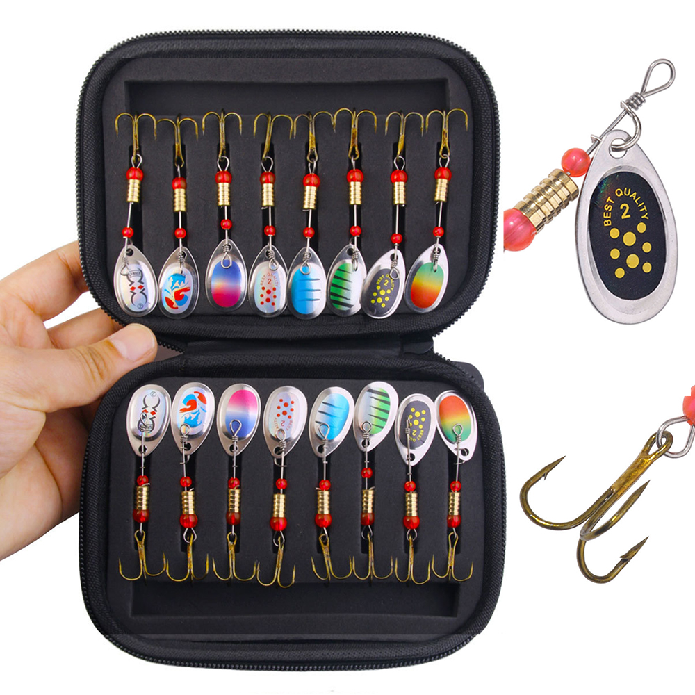 Fishing Hook Treble - Portabale 16PCS Metal Fishing Spinner Bait