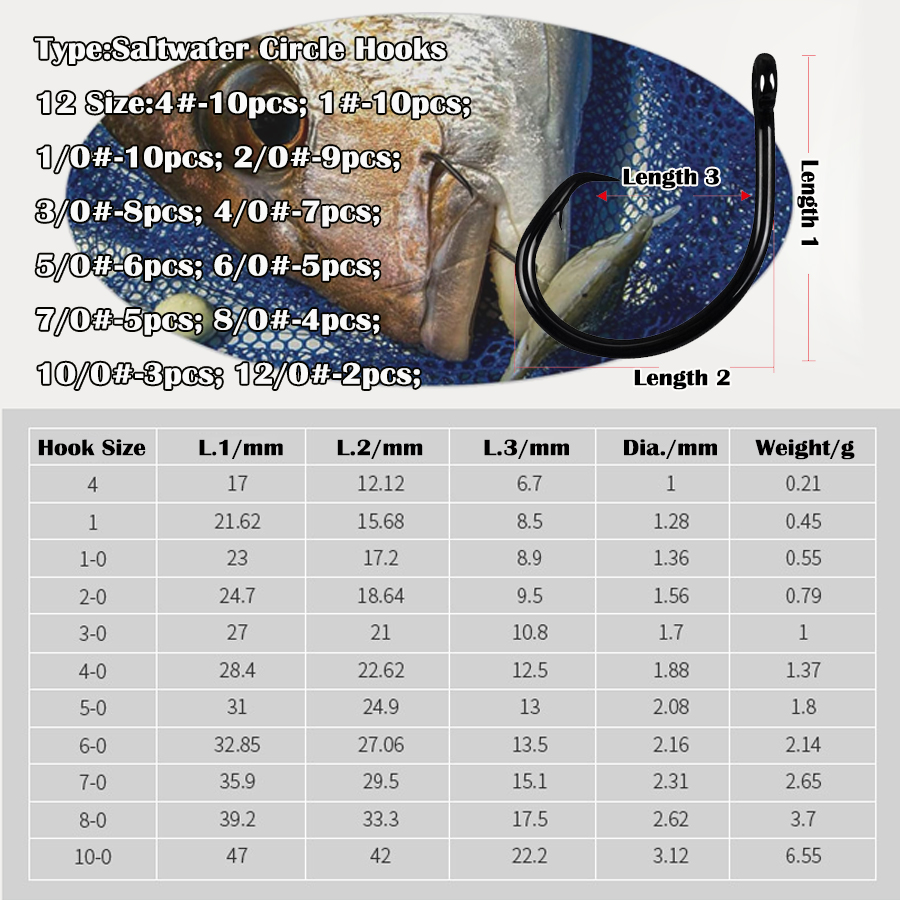 Circle Hooks 3X Strong Saltwat - Fishing Hook Assortment avaliação e preço