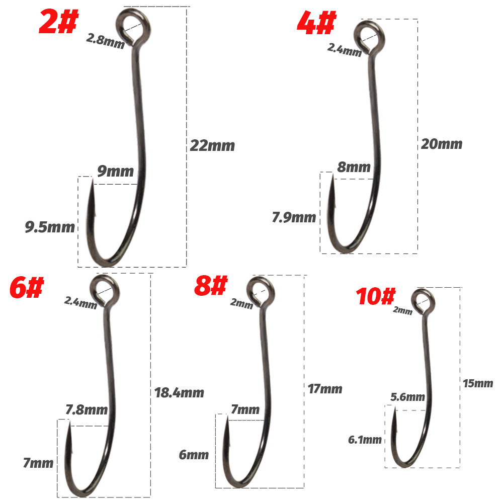 20PCS Big Ring Single Hooks 2# - Fishing Hook Circle avaliação e preço