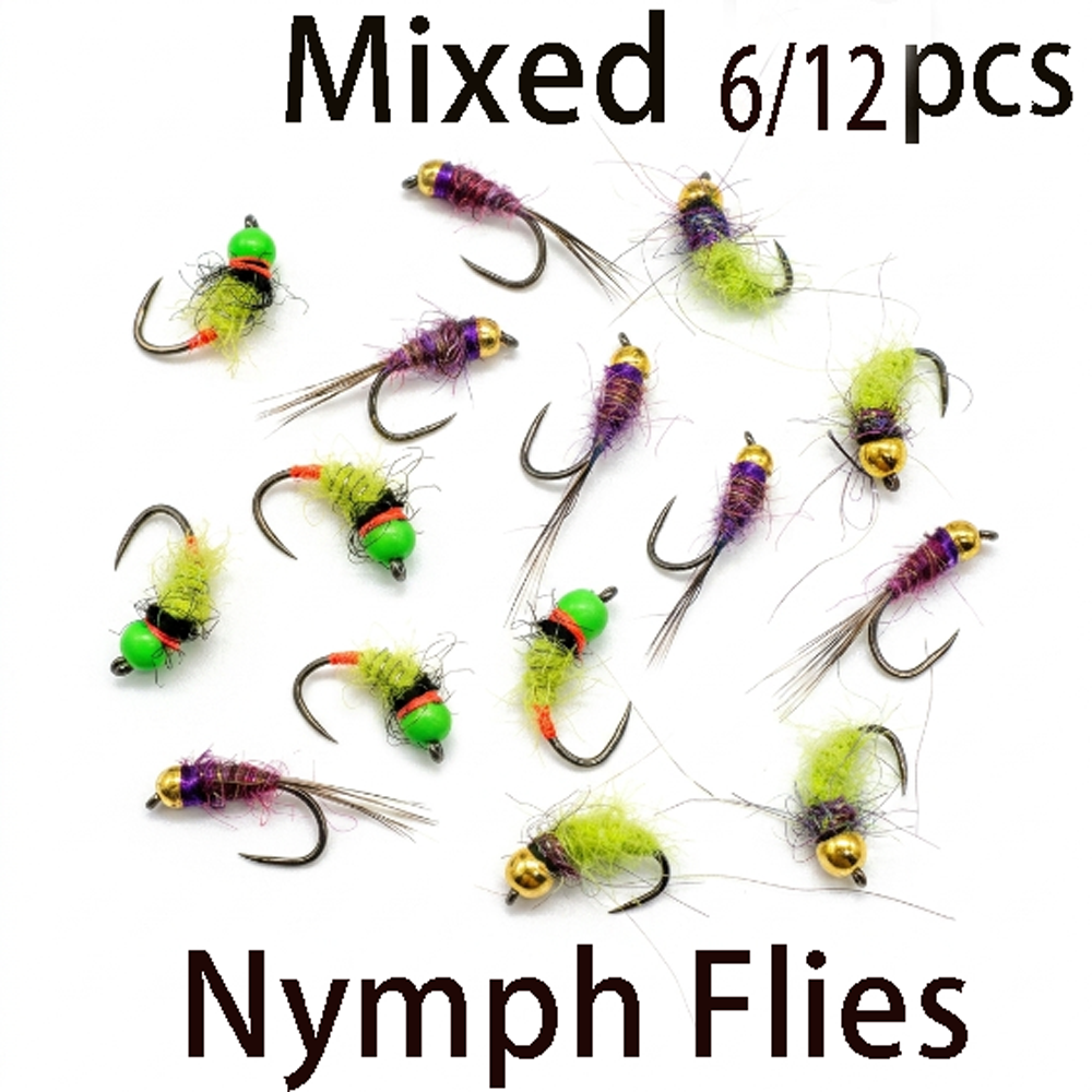 6/12Pcs Mixed Wet Nymph Fly Fi - Fishing Hook Assortment avaliação e preço