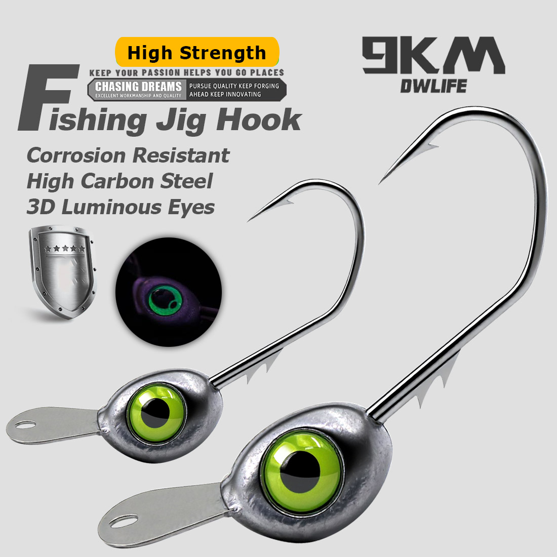 9KM Shaky Head Jigs Hook with  - Fishing Hook Weedless avaliação e preço