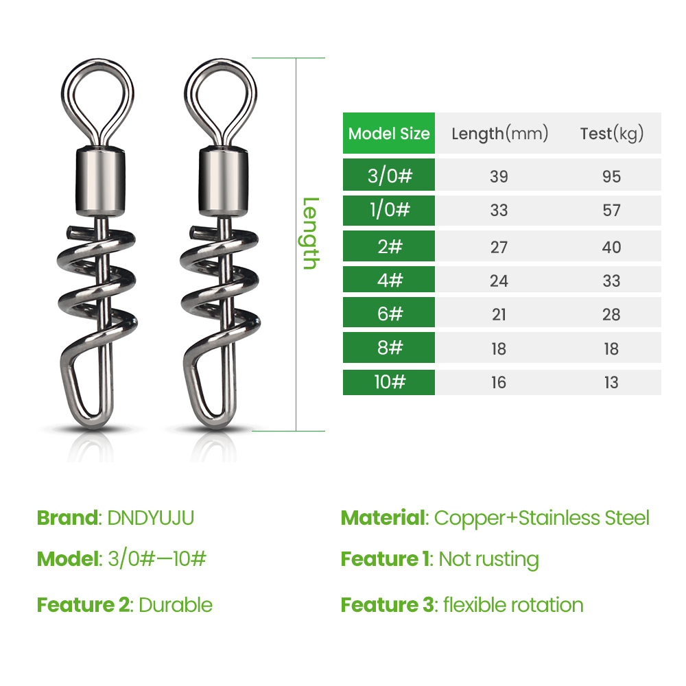 DNDYUJU 10PCS/lot Rolling swiv - Fishing Hook Stainless Steel avaliação e preço