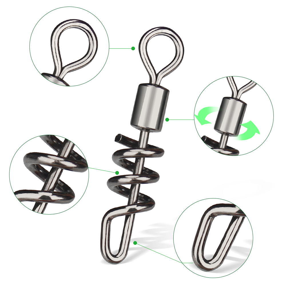 DNDYUJU 10PCS/lot Rolling swiv - Fishing Hook Stainless Steel avaliação e preço
