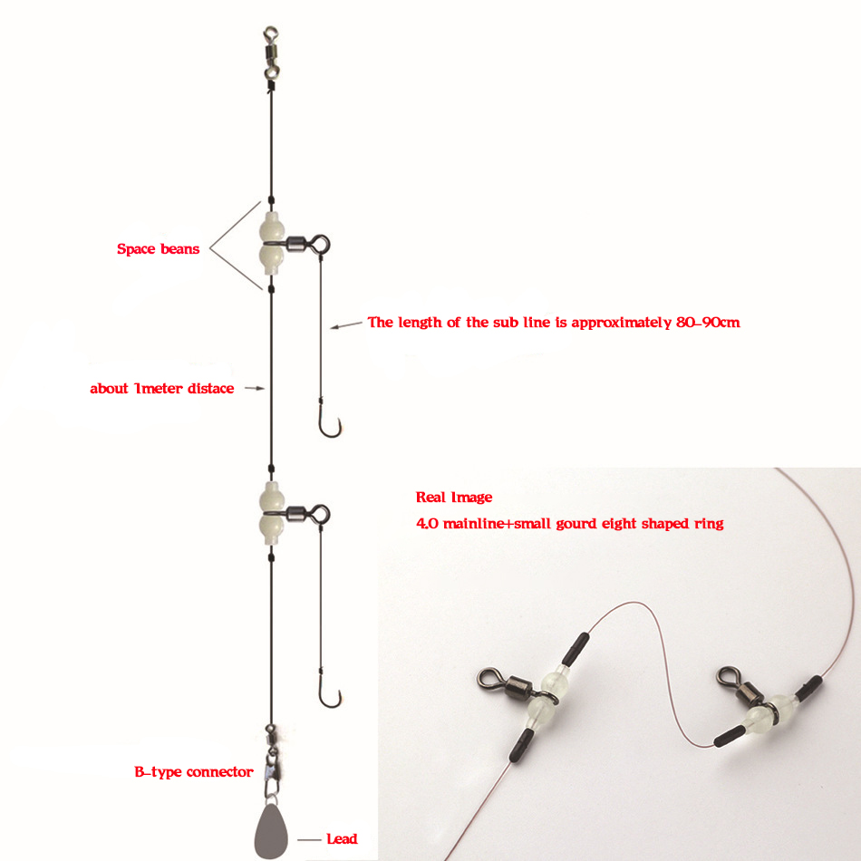 MNFT 100Pcs Luminous 3 Way Dur - Fishing Hook Size avaliação e preço
