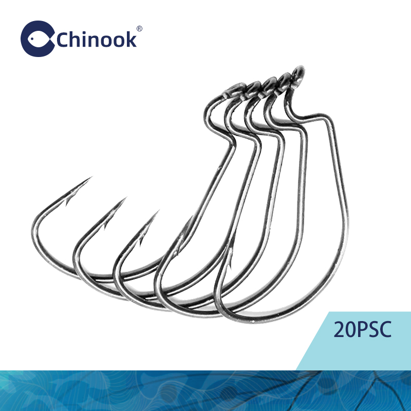 Chinook 20pcs Wide worm Texan  - Fishing Hook Barbless avaliação e preço