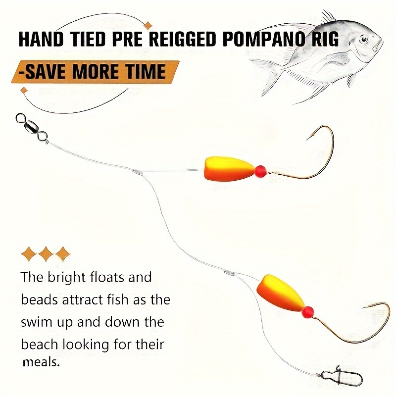 3pcs Pompano Rigs Surf Fishing - Fishing Hook Circle avaliação e preço