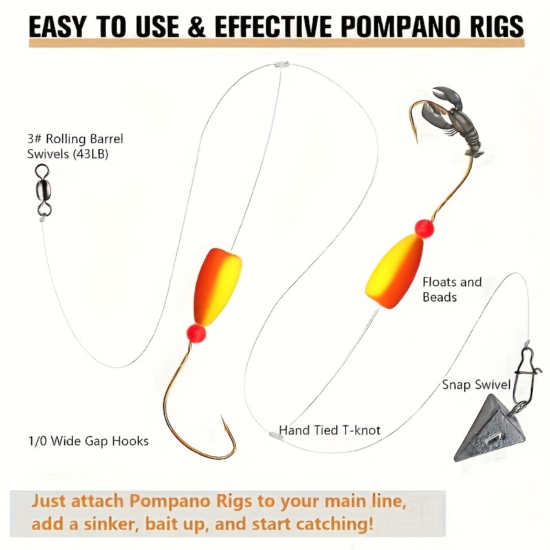 3pcs Pompano Rigs Surf Fishing - Fishing Hook Circle avaliação e preço