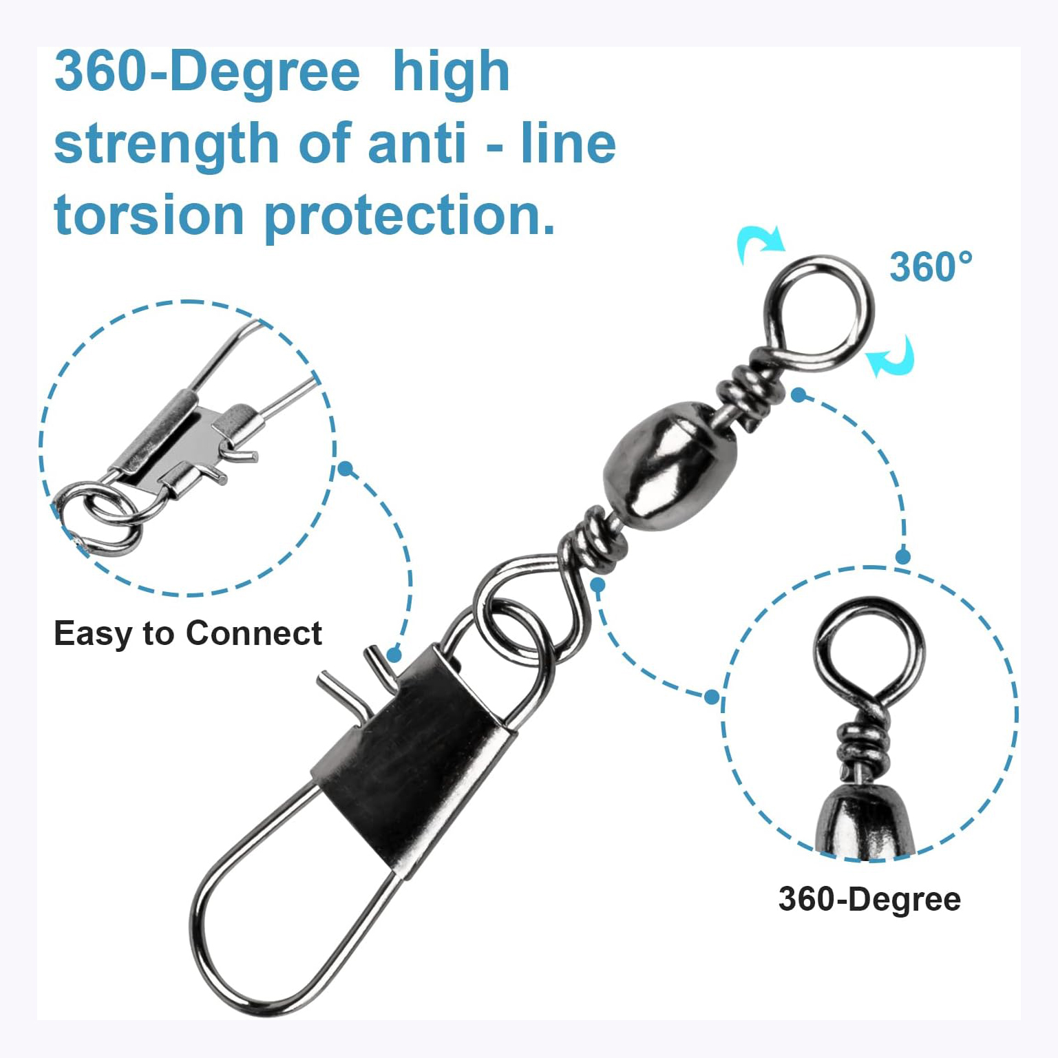 100Pcs/Lot 4#6#8#10#12# Swivel - Fishing Hook Stainless Steel avaliação e preço