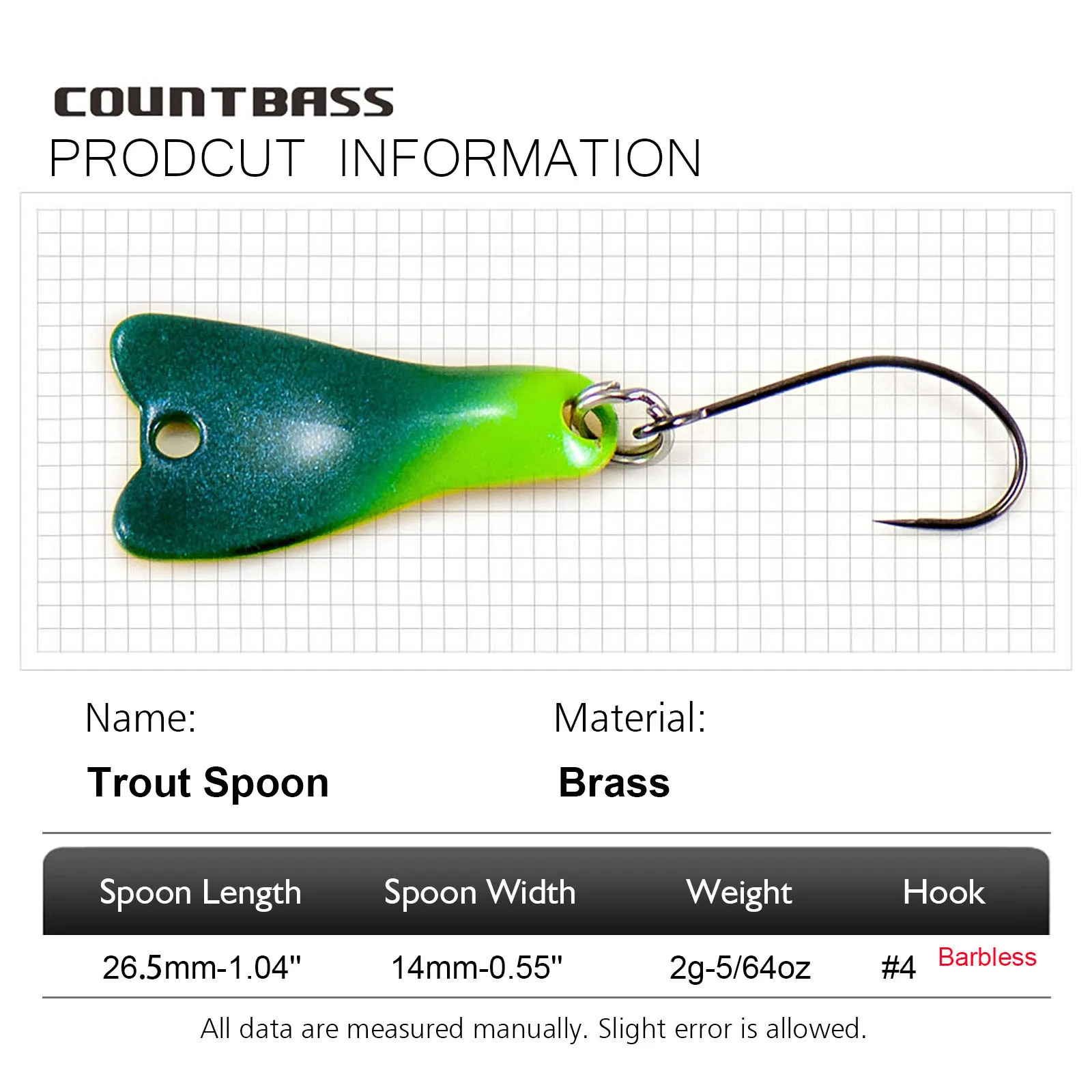 COUNTBASS 5/64oz 2g Casting Sp - Fishing Hook Barbless avaliação e preço