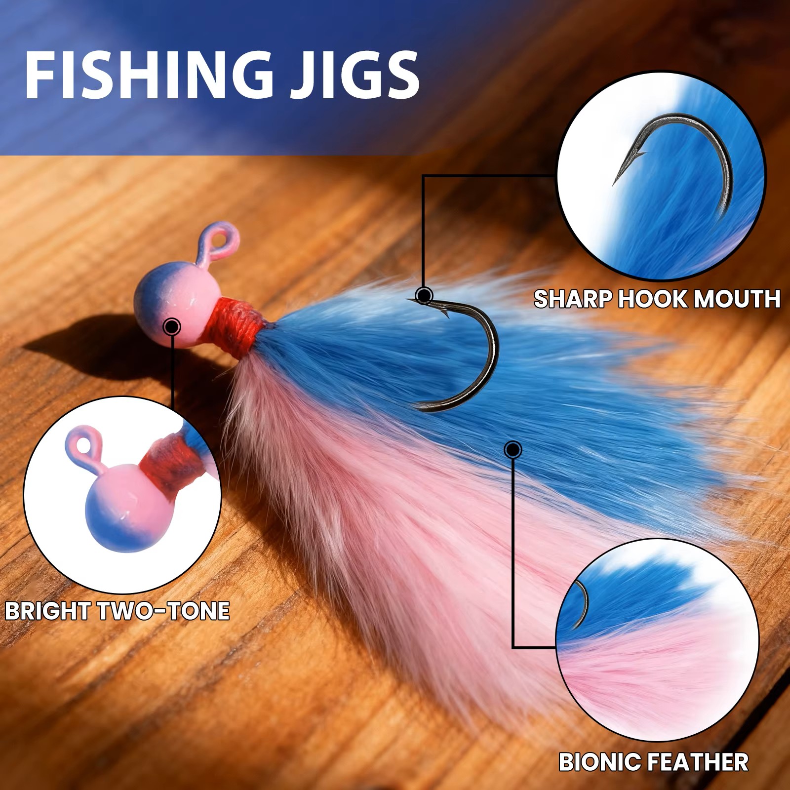 9KM 5pcs Mixed-Color Marabou J - Fishing Hook Assortment avaliação e preço