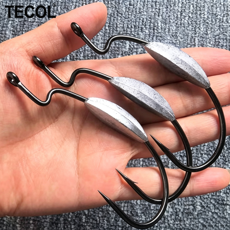 TECOL 3PCS 6/0 8/0 10/0 Weight - Fishing Hook Weedless avaliação e preço