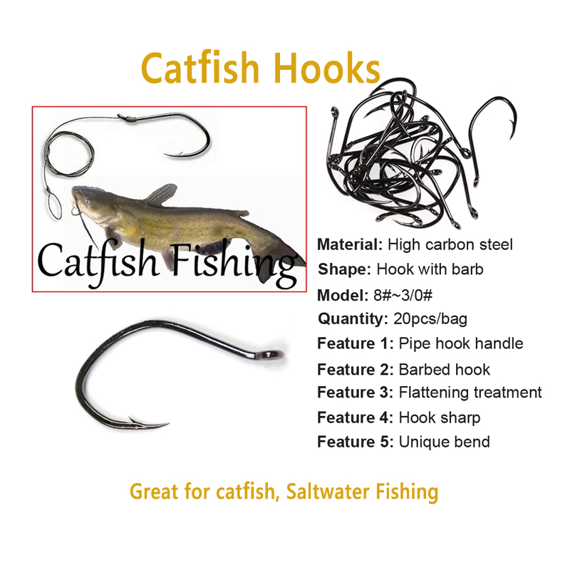 Wifreo 20pcs V Shape Catfish H - Fishing Hook Assortment avaliação e preço