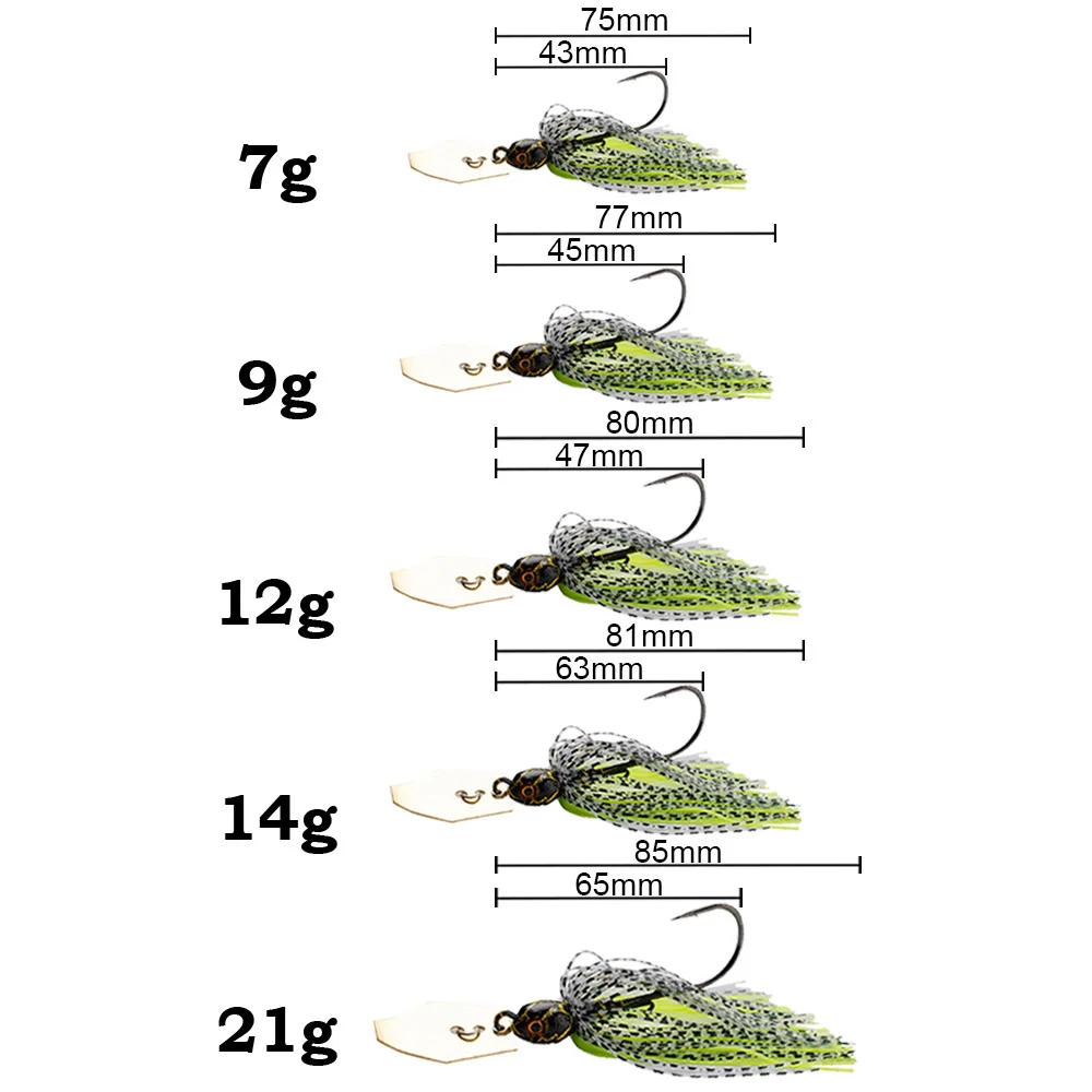 Spinner Bait 7g/9g/12g/14g/21g - Fishing Hook Weedless avaliação e preço