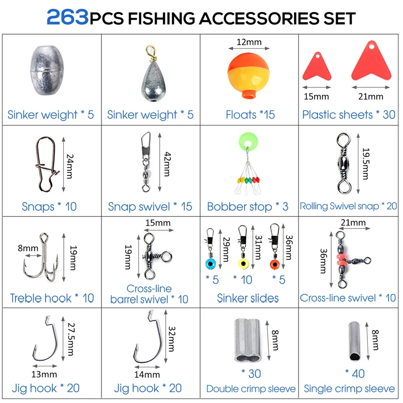 263pcs Outdoor Fishing Accesso - Fishing Hook Jig avaliação e preço