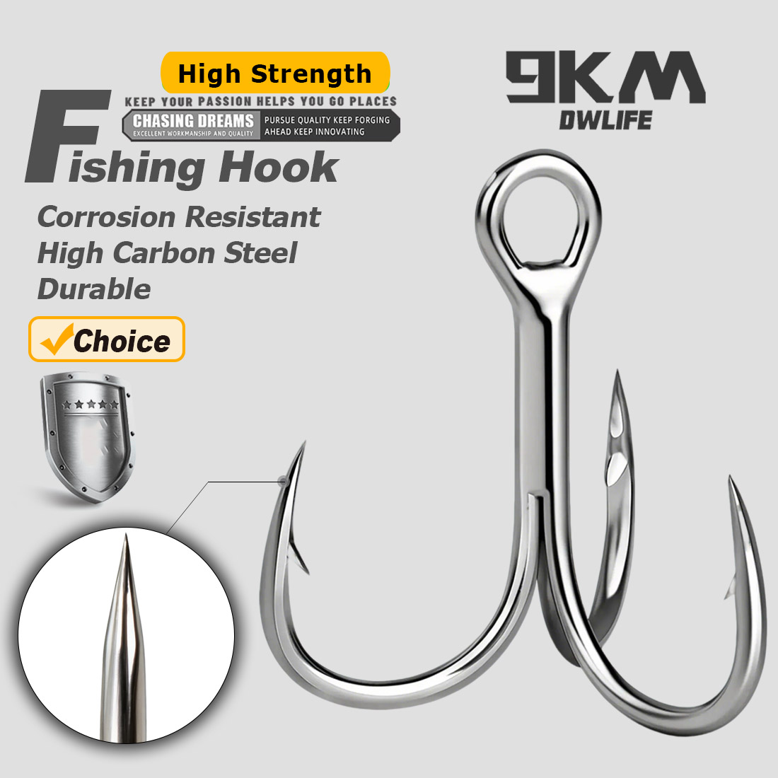 9KM Saltwater Treble Hooks 3X  - Fishing Hook Offset avaliação e preço