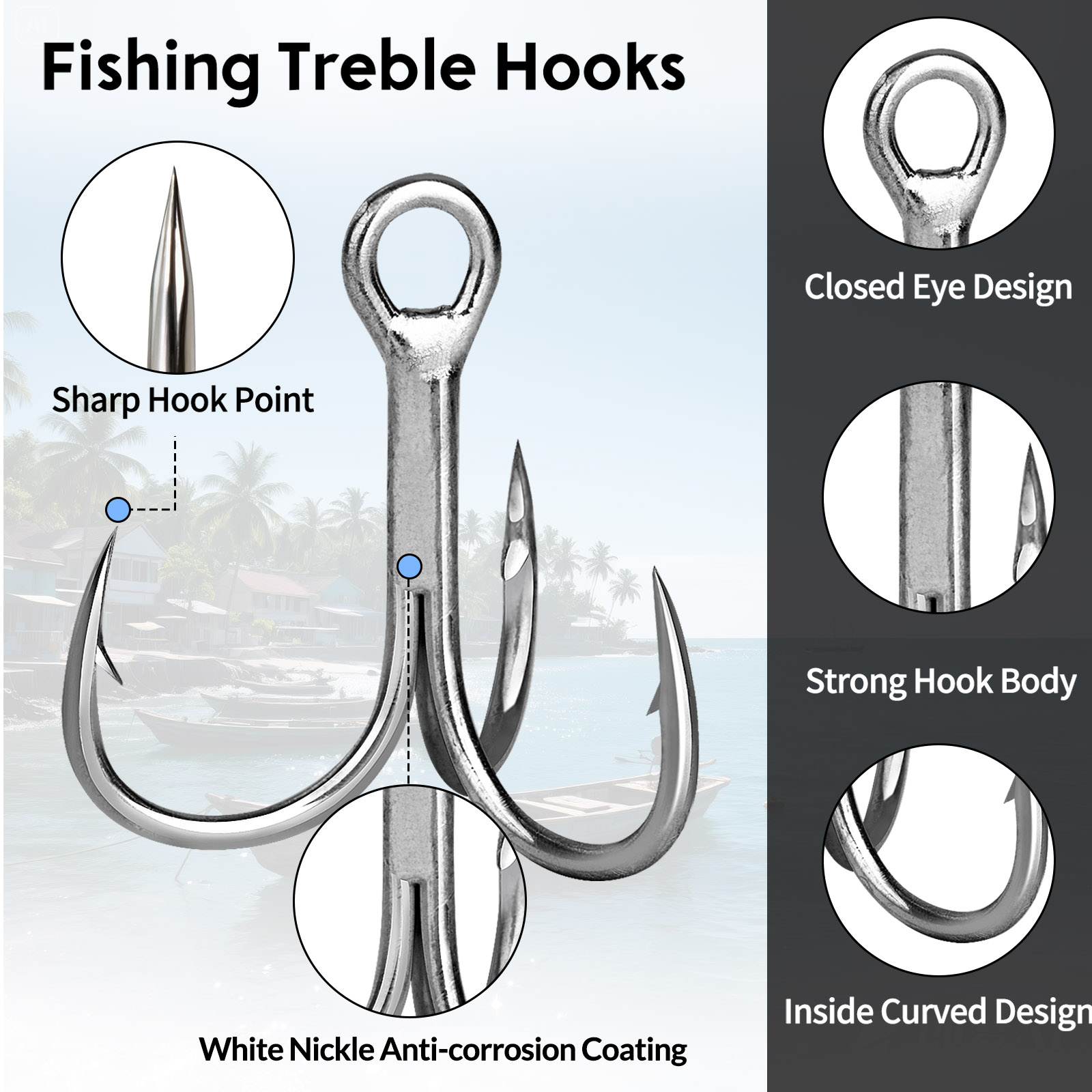 9KM Saltwater Treble Hooks 3X  - Fishing Hook Offset avaliação e preço