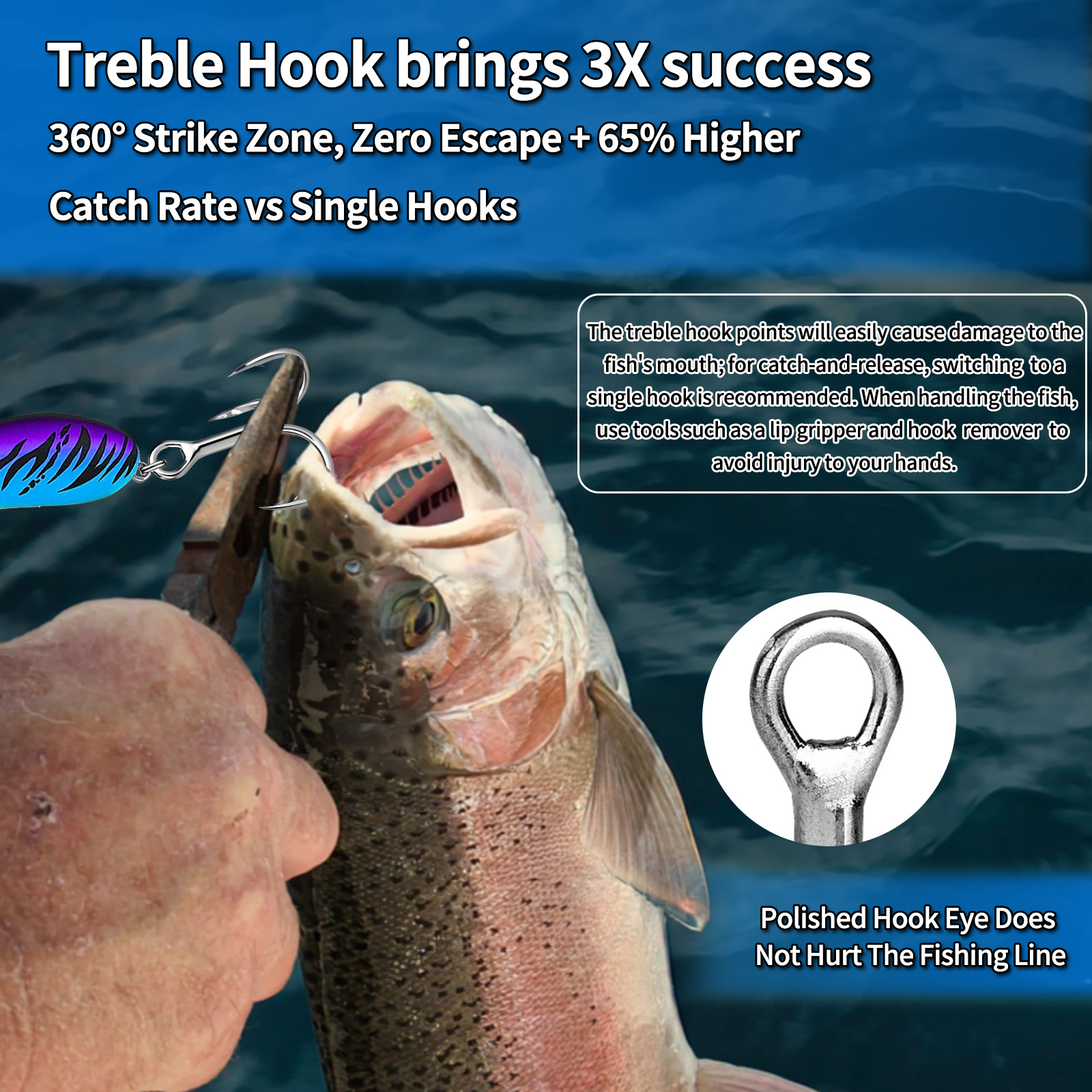 9KM Saltwater Treble Hooks 3X  - Fishing Hook Offset avaliação e preço