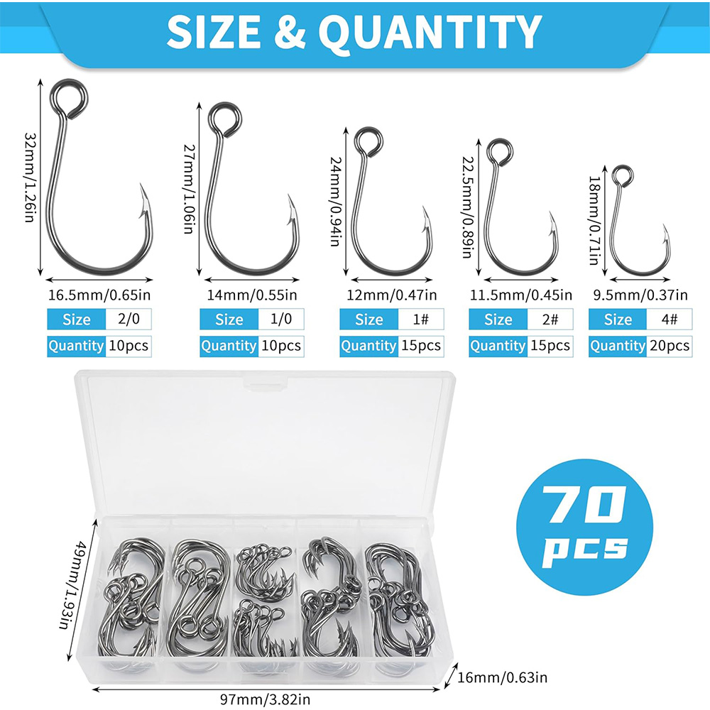 70Pcs Fishing Inline Single Ho - Fishing Hook Circle avaliação e preço
