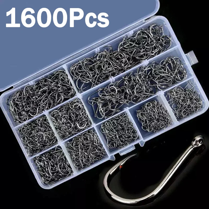 50-1600Pcs/BoxFishing Hooks Ca - Fishing Hook Assortment avaliação e preço