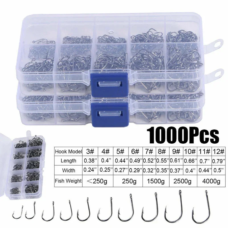 50-1600Pcs/BoxFishing Hooks Ca - Fishing Hook Assortment avaliação e preço