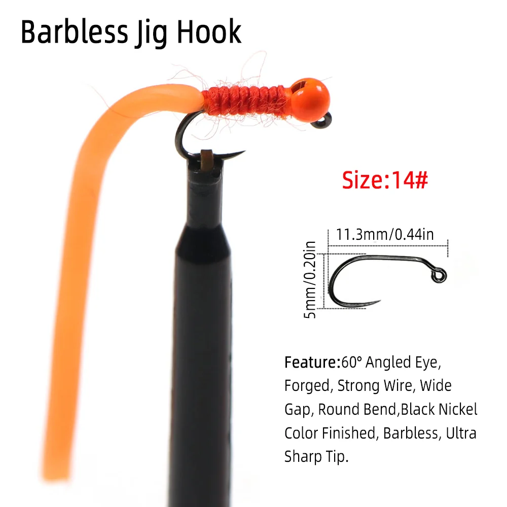 4pcs #14 Tungsten Bead Head Sq - Fishing Hook Barbless avaliação e preço