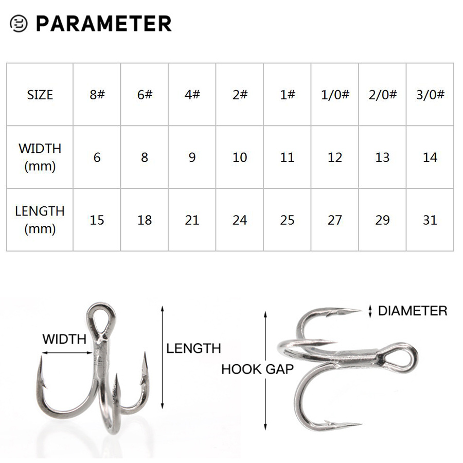 6X Fishing Treble Hook 10Pcs T - Fishing Hook Barbless avaliação e preço