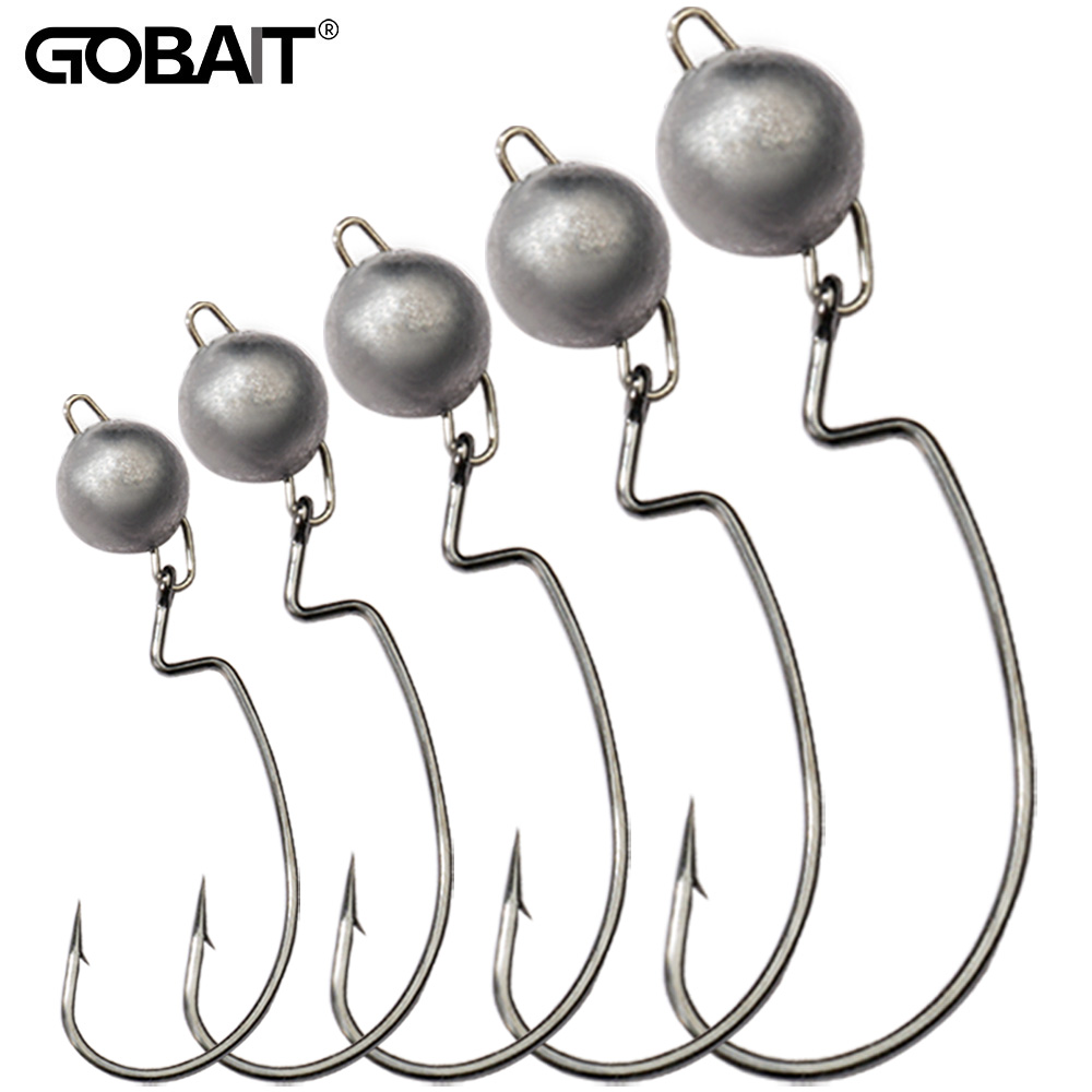 5Pcs Metal Jig Head Worm Hooks - Fishing Hook Offset avaliação e preço