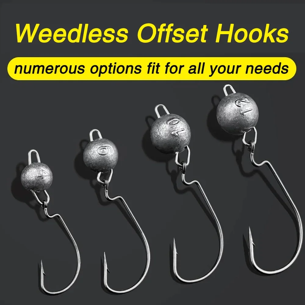 5Pcs Metal Jig Head Worm Hooks - Fishing Hook Offset avaliação e preço
