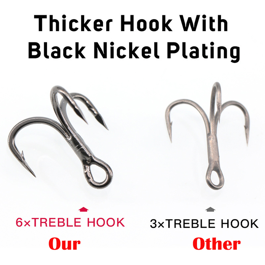 6X Fishing Treble Hooks Black  - Fishing Hook Assortment avaliação e preço