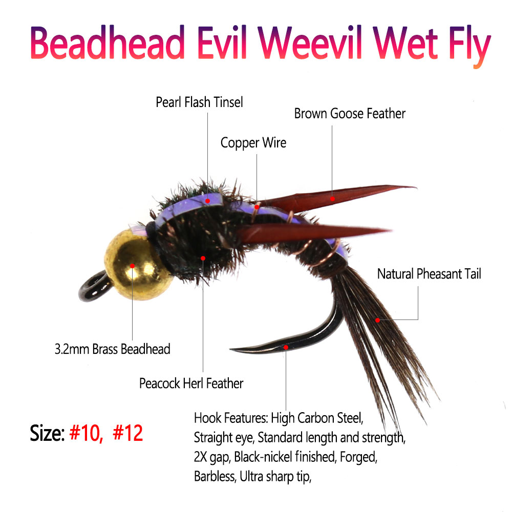 Bimoo 8pcs Brass Beadhead Evil - Fishing Hook Barbless avaliação e preço