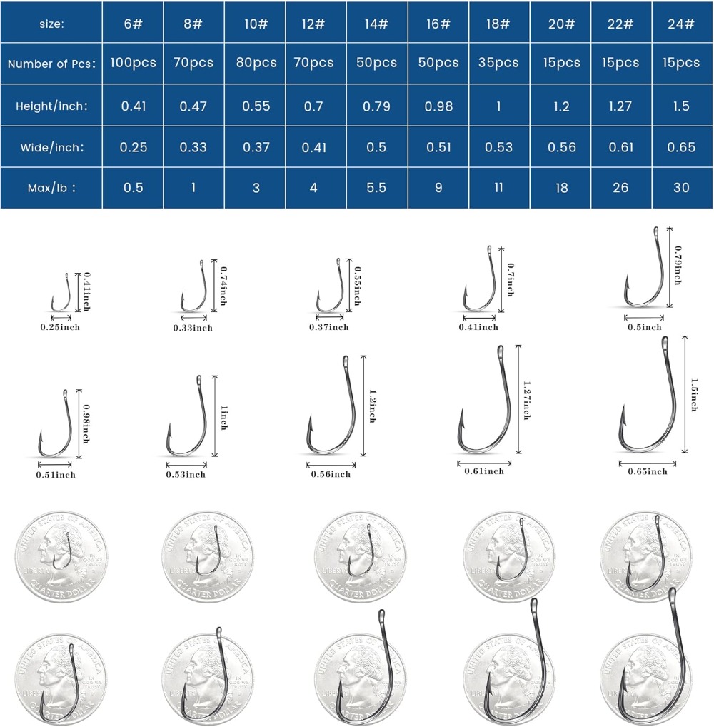500Pcs/90Pcs Carbon Steel Fish - Fishing Hook Assortment avaliação e preço