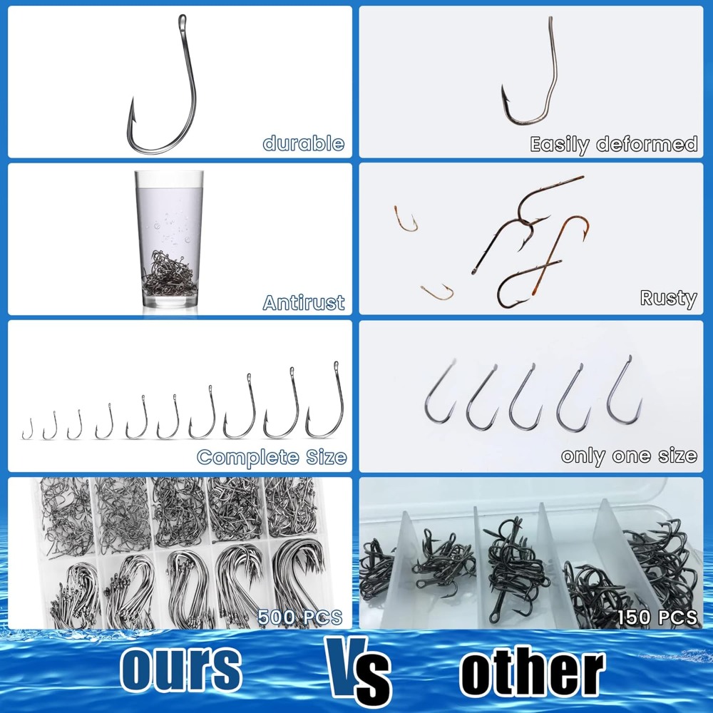 500Pcs/90Pcs Carbon Steel Fish - Fishing Hook Assortment avaliação e preço