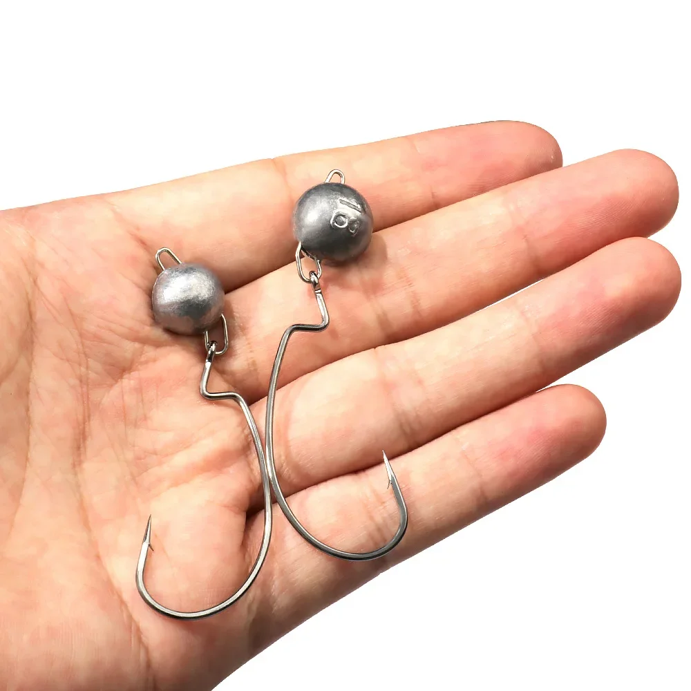 5pcs Metal Jig Head Worm Hooks - Fishing Hook Offset avaliação e preço