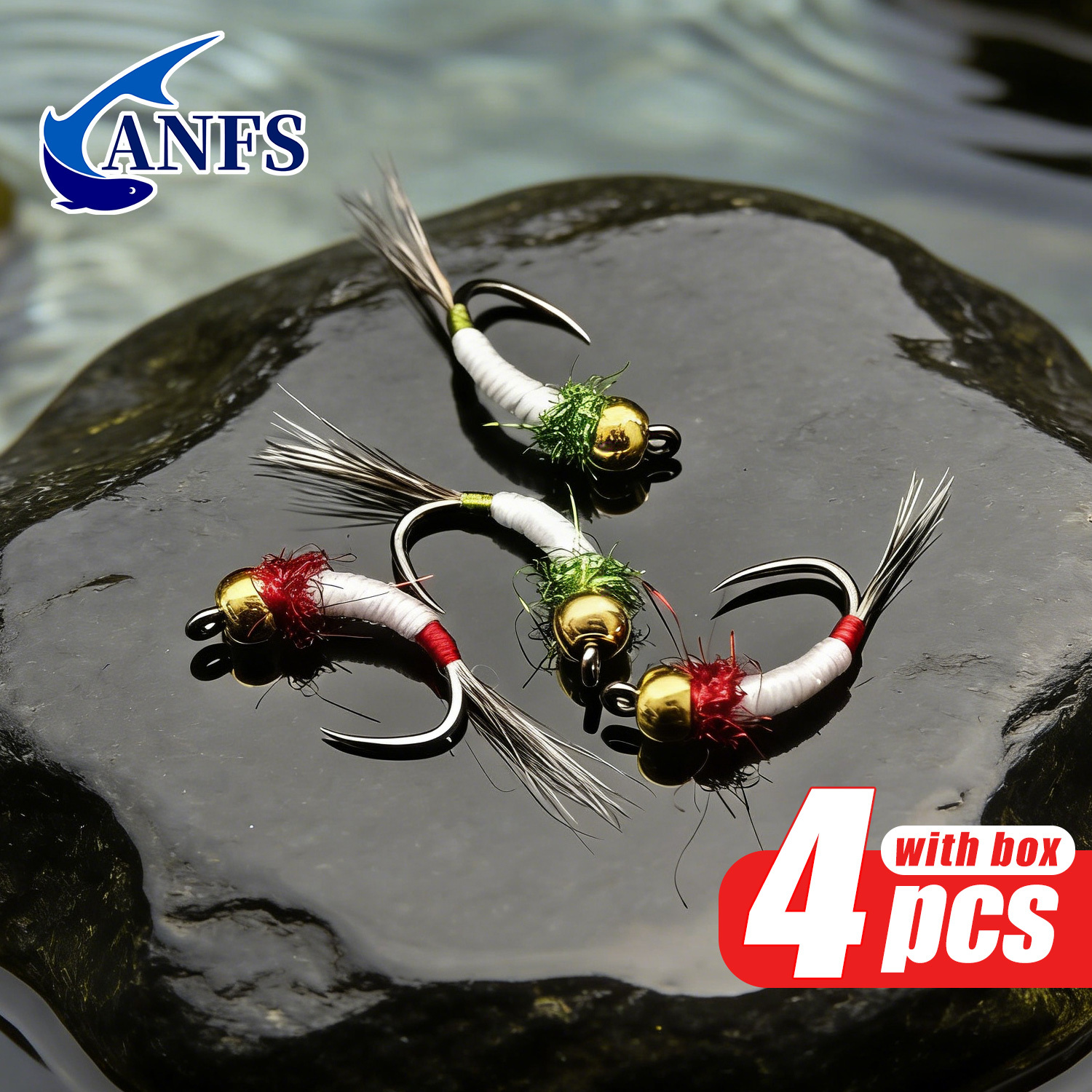 ANFS 4pcs Midge Nymph Flies As - Fishing Hook Assortment avaliação e preço